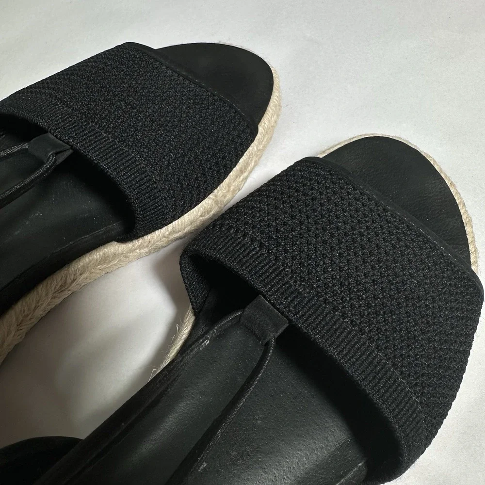 Eileen Fisher Mews Mesh‎ Slip On Espadrille Sandals Women's Sz 7.5 Black Elastic